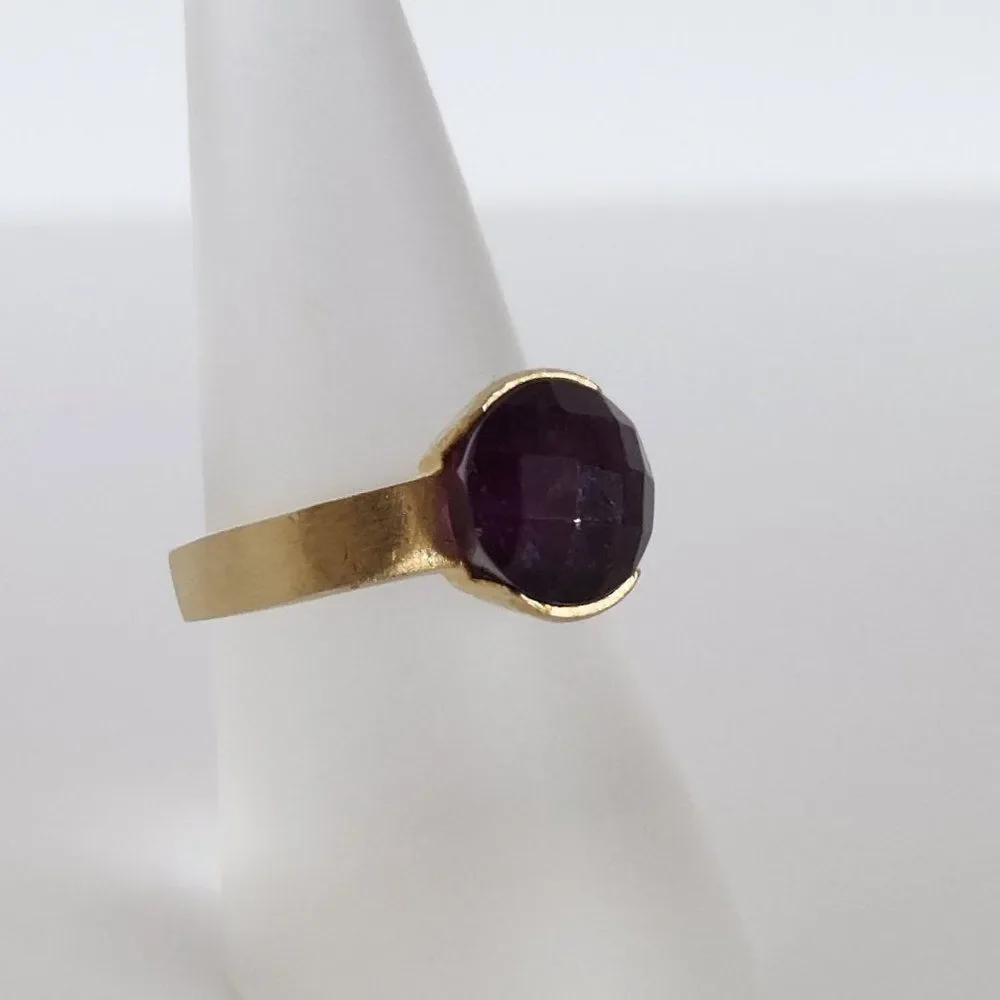 Amethyst Deep Purple Ring 14K YG over Sterling Silver Size 7